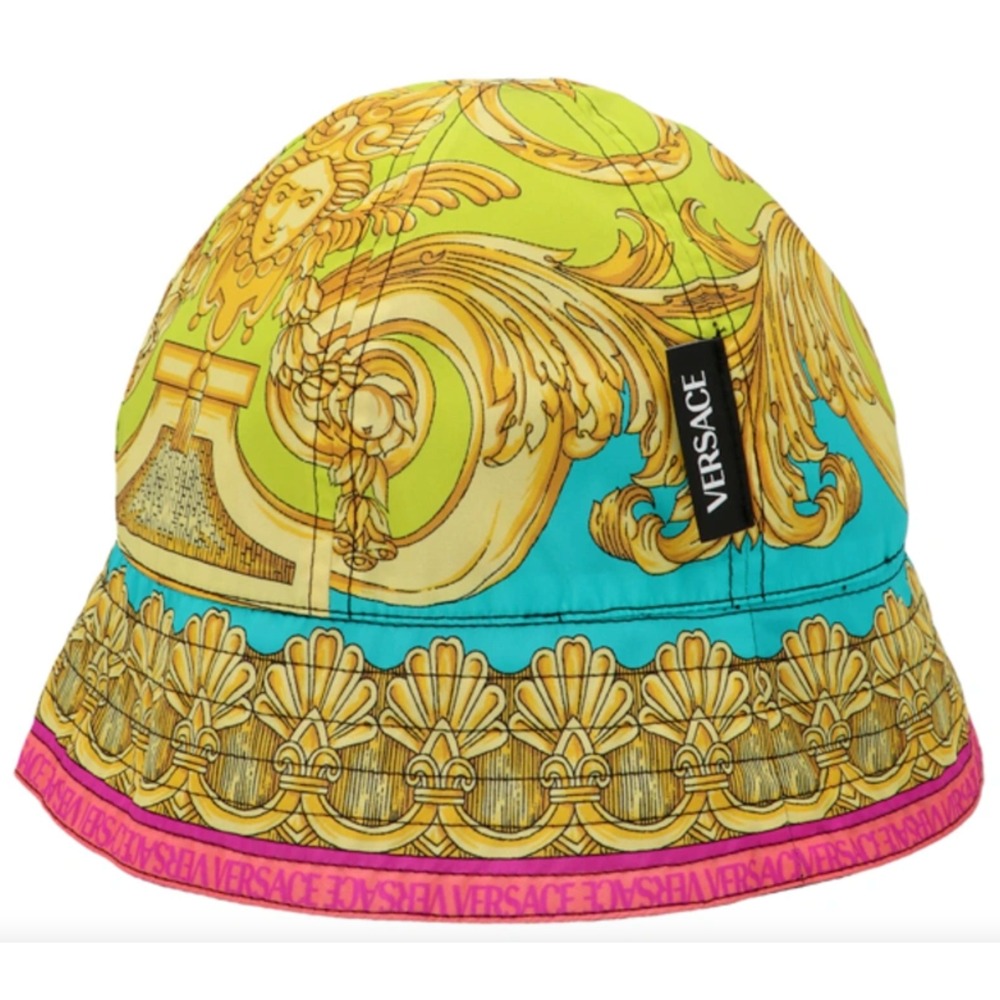 Versace Barocco Goddess Print Nylon Bucket Hat Size 58 M / L‎ NEW with tags